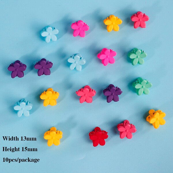 Bebis flickor liten hårklo söt godisfärg blomma hår käkklämma bb tjejers hårnål barn håraccessoarer: E  (10 st)