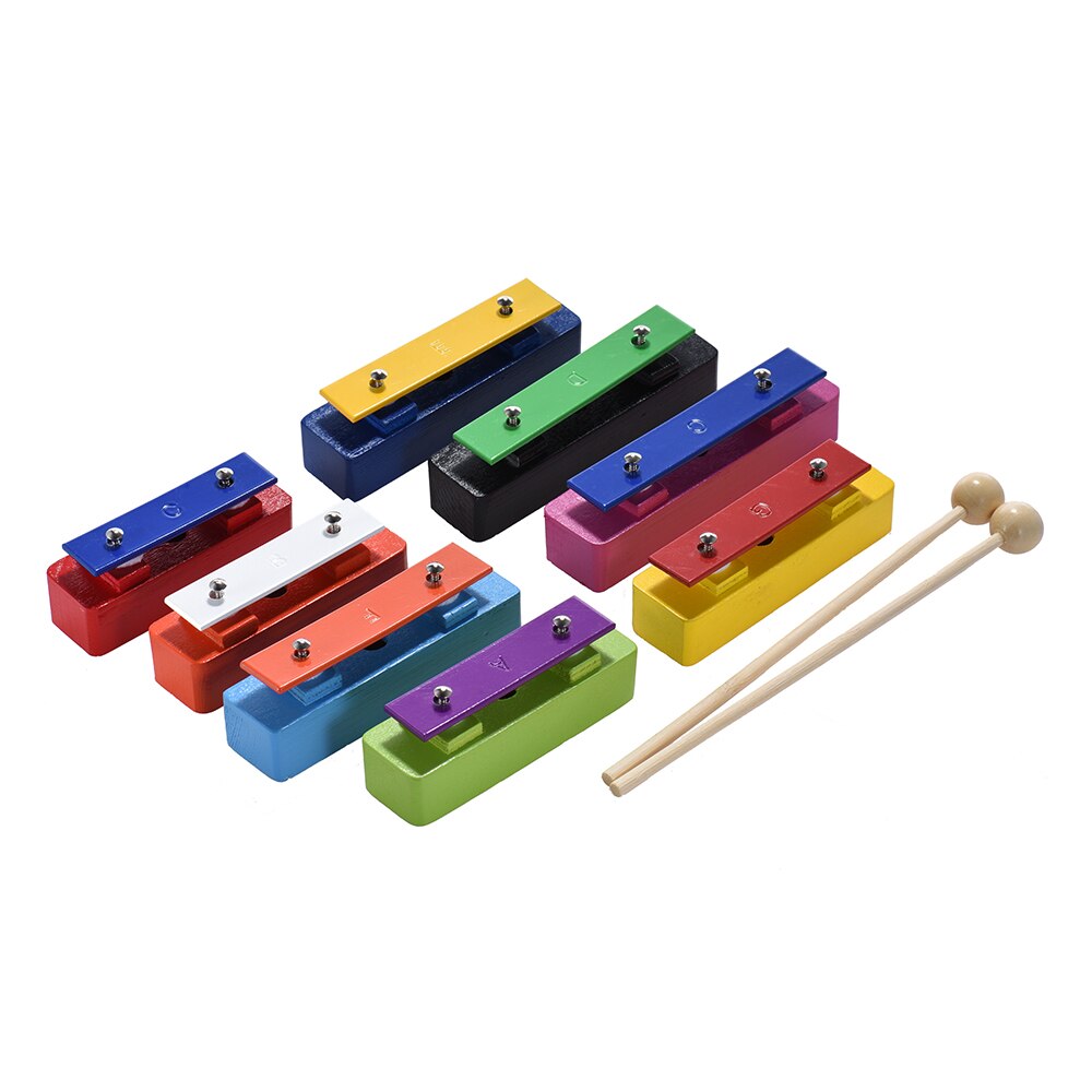 Kleurrijke 8 Note Glockenspiel Resonator Bells Set Percussion Musical Educatief Onderwijs Instrument Speelgoed Met 2 Hamers Voor Baby