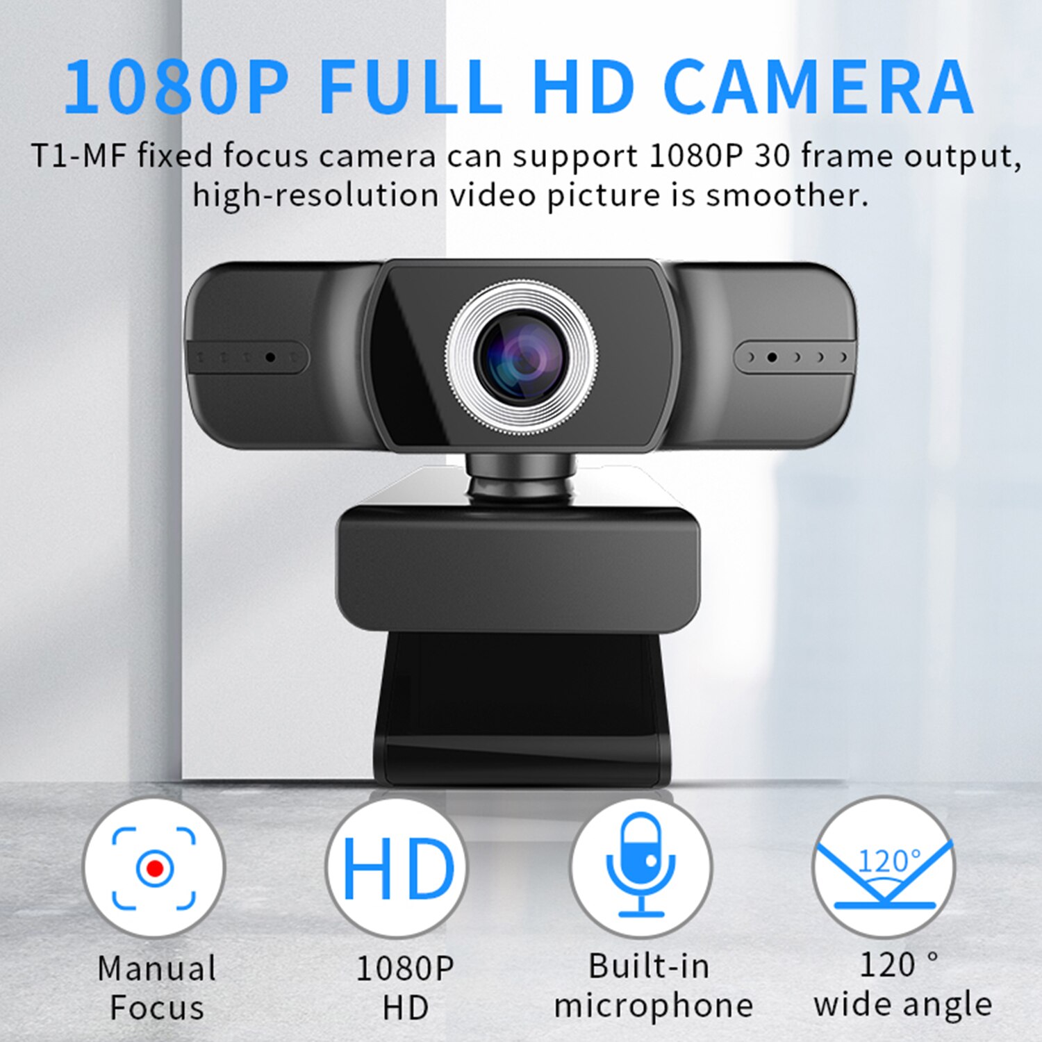 Professionele Usb 1080P Webcamera Webcam Hd Live Webcam 120 Graden Groothoek Met Dubbele Microfoon Webcameras Voor pc Laptop
