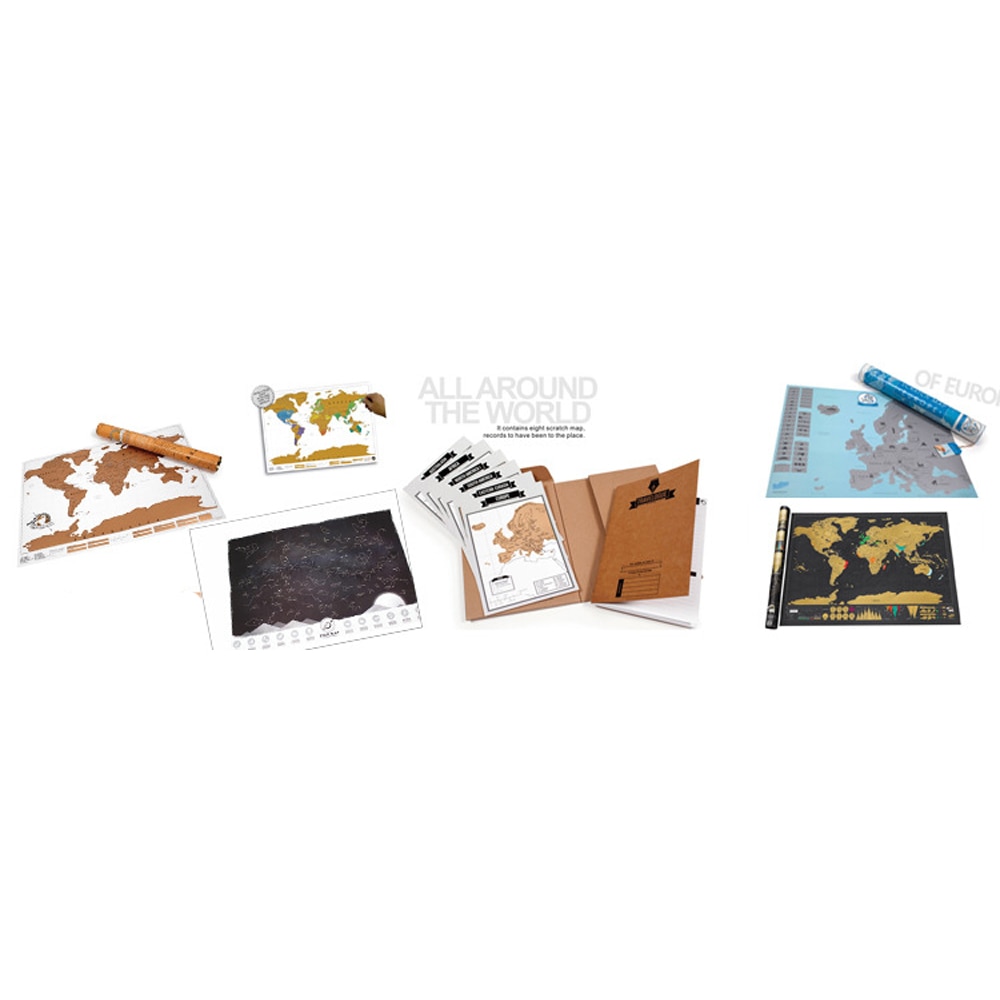 2PCS Show Deluxe Erase World Travel Scrap Scratch Map Notebook World Notepad Plan note book Room Home Office