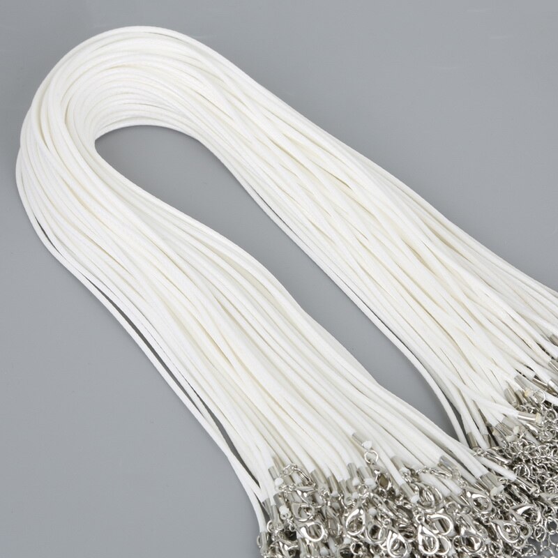 2mm 10 stks/partij Handgemaakte Verstelbare Gevlochten Touw voor Kettingen & Hanger Charms Bevindingen Karabijn String Koord DIY 45 cm + 5 cm: White
