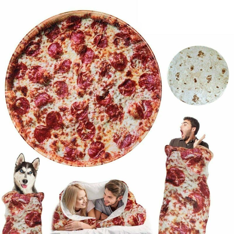 150cm Kreative Burrito Vlies Decke Karikatur Kekse Pizza Runde Werfen Flanell Bett Sofa wickeln Decke für Erwachsene freundlicher Decke