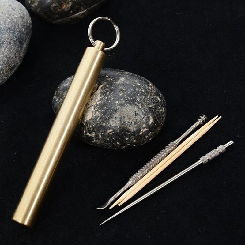 Pocket Toothpick Holder Ti Alloy Waterproof Toothpick Canister Holder Capsule Seal Bottle Keyring For Travel