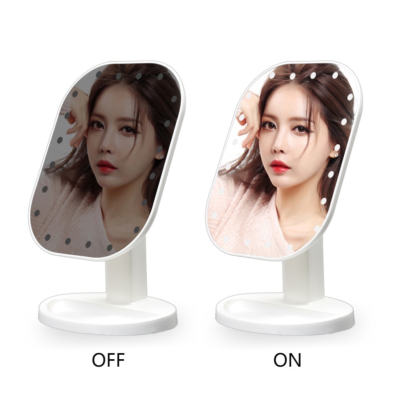 Touch Dimmer LED Mirror Touch Screen Makeup Mirror Luxury Mirror With 20 LED Lights 180 Degree Adjustable Table MakeUp Mirror