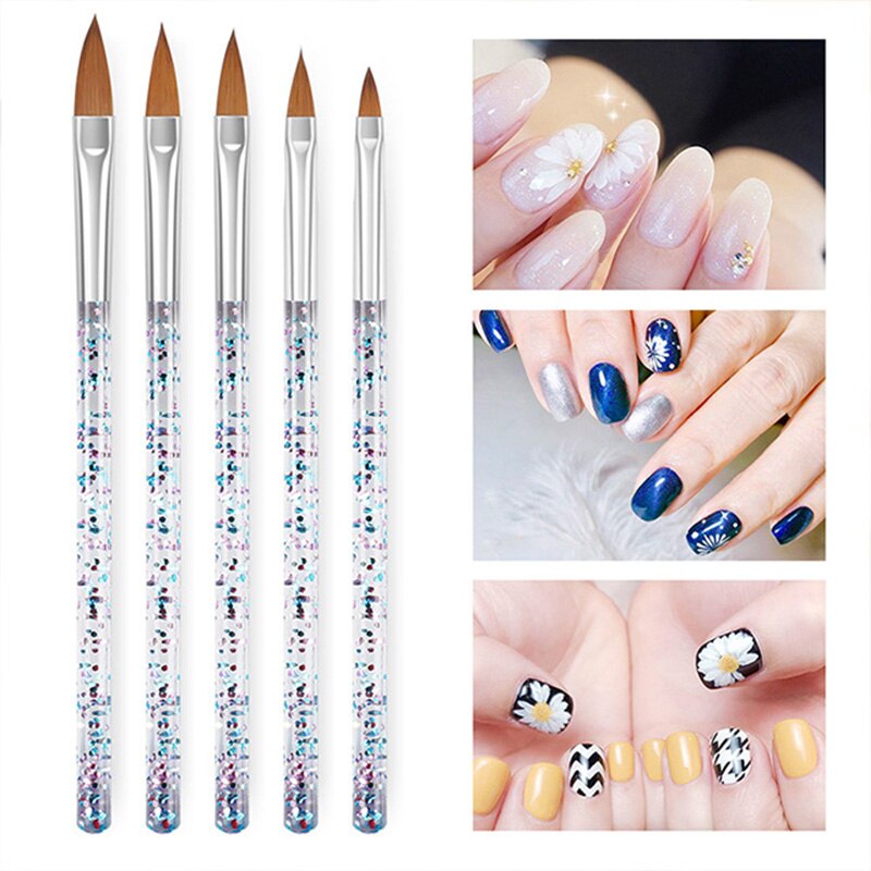 5 stk/parti nail art penselpenne akryl neglebørster uv gel neglelak maleri tegne pensler sæt manicure negle kunst værktøj