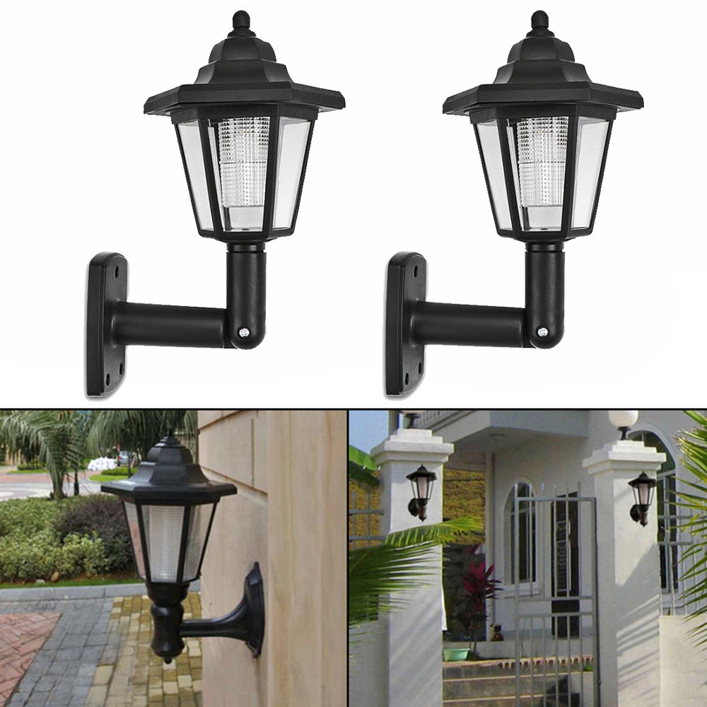 2x Solar Light Home Garden Door Solar Power LED Light Path Way Wall Landscape Mount Garden Fence Lamp Outdoor Night Light#5%
