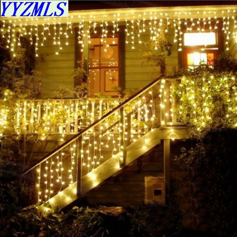 Juleguirlande led gardin istap lys 220v 5m 100 led indendørs led fest havescene udendørs dekorativt lys