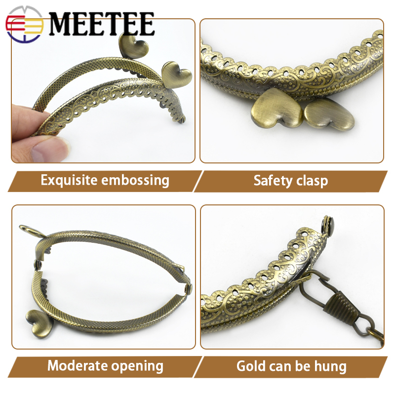 1/2/5/10 Stuks 8.5 Cm Reliëf Metalen Portemonnee Frame Tassen Handvat Portemonnee Kus Sluiting Handgemaakte Naaien Beugels Charms Diy Tas Accessoires