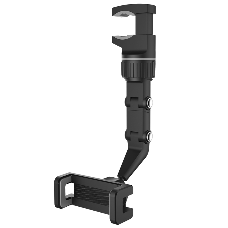 Soporte para teléfono con espejo retrovisor para coche, 360 ° Soporte giratorio para teléfono, soporte universal para teléfono de coche con soporte para GPS para todos los teléfonos inteligentes: Negro