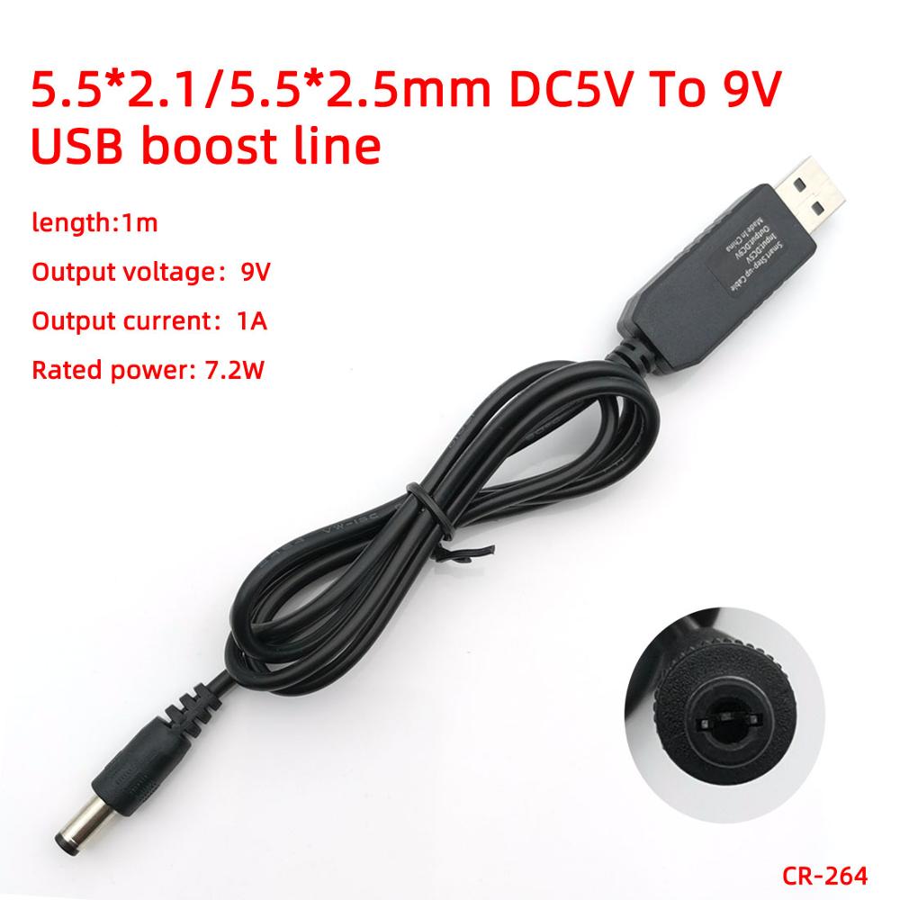 USB Energie Schub linie DC 5V zu 9V 12V Schritt BIS Modul USB Konverter Adapter Kabel draht 5,5*2,1/5,5*2,5/4,0*1,7/3,5*1,35mm Stecker: 5.5-2.1 9V 1A 1M