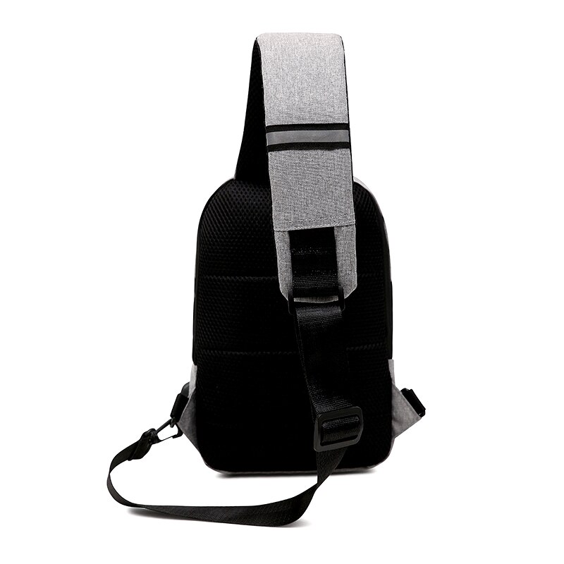 Casual Sling Nylon Chest Bag For Men USB Charging One Shoulder Short Trip Bag Crossbody Single Anti Theft Waterproof