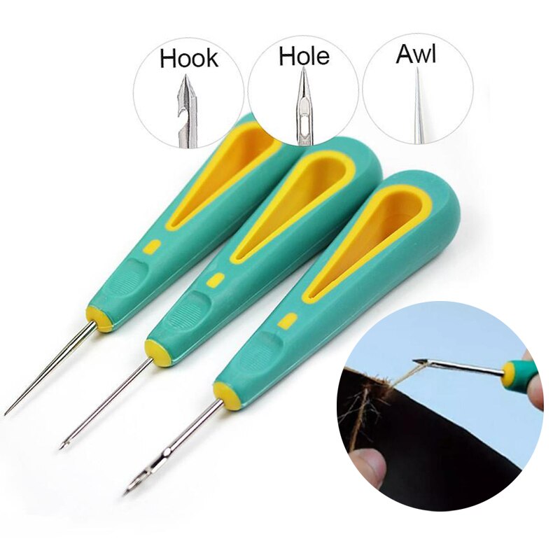 Punzón de costura de Cuero para reparación de zapatos, cosido a mano, agujas de hilo, tela artesanal de Cuero, hecho a mano, accesorios