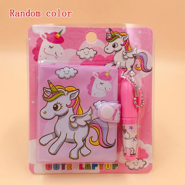 Unicorn Flamingo Kawaii Mini Notebook Ballpoint Pen Set with Pink and Purple Notepad Stationery for Children: Random color style 2