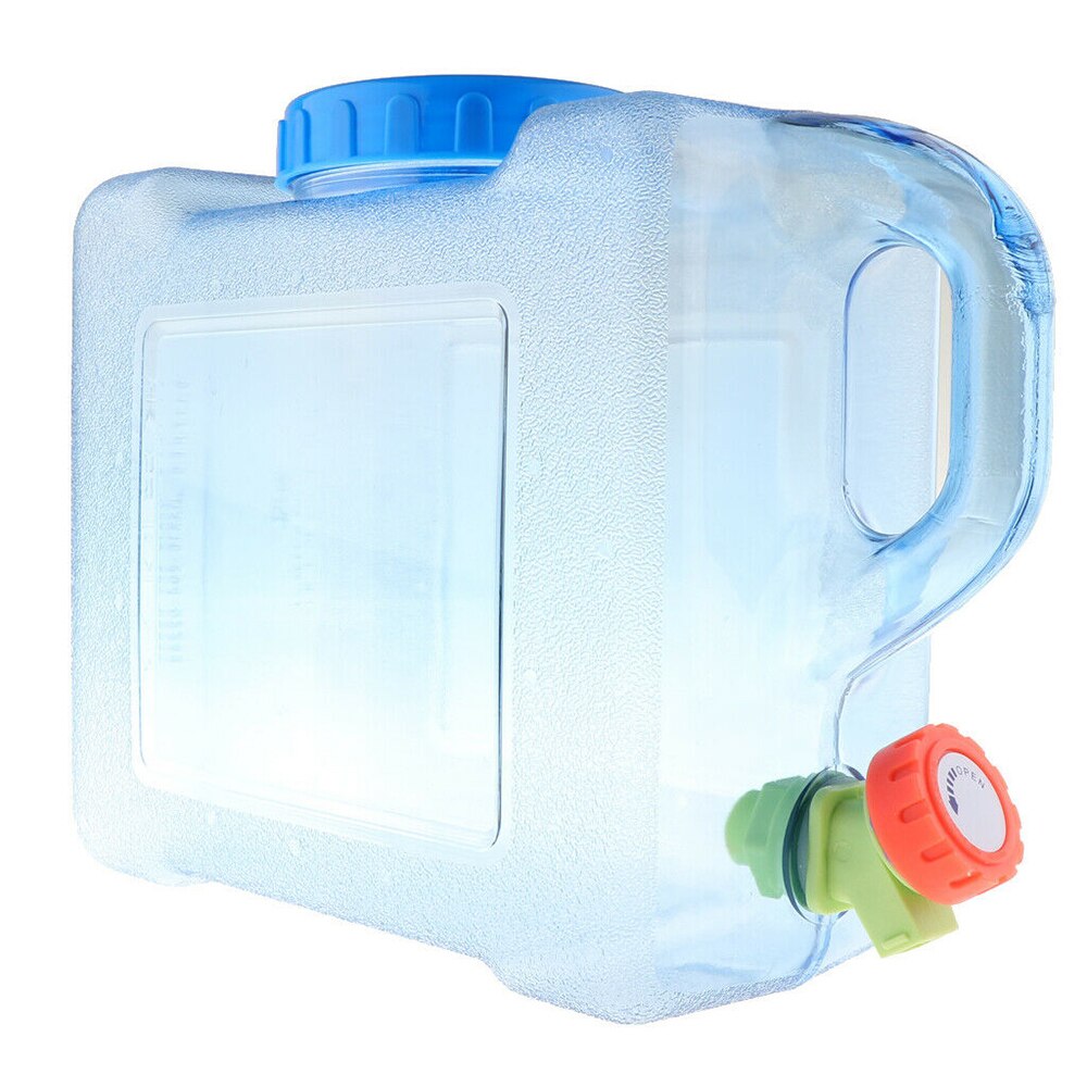 12L Drinking Water Storage Container Portable Water Bucket Water Carrier Jug with Tap Survival Hiking BBQ Self-Driving Tour