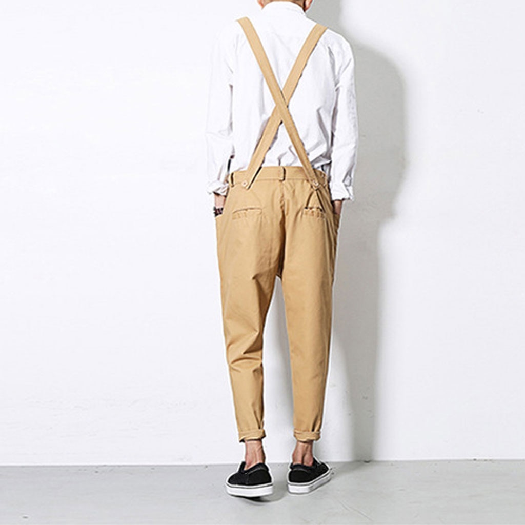 JAYCOSIN Men's pants Harajuku Style Hip Hop Men Overalls man Personality Nine-cent Bib Pants Loose male Button trousers