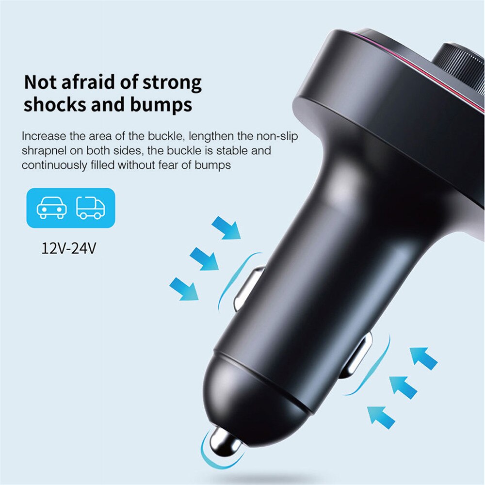 C20 Car FM Transmitter Cigarette lighter Dual USB 5V 3.1A Fast Charger Audio Player Bluetooth With Colorful lights MP3 Player