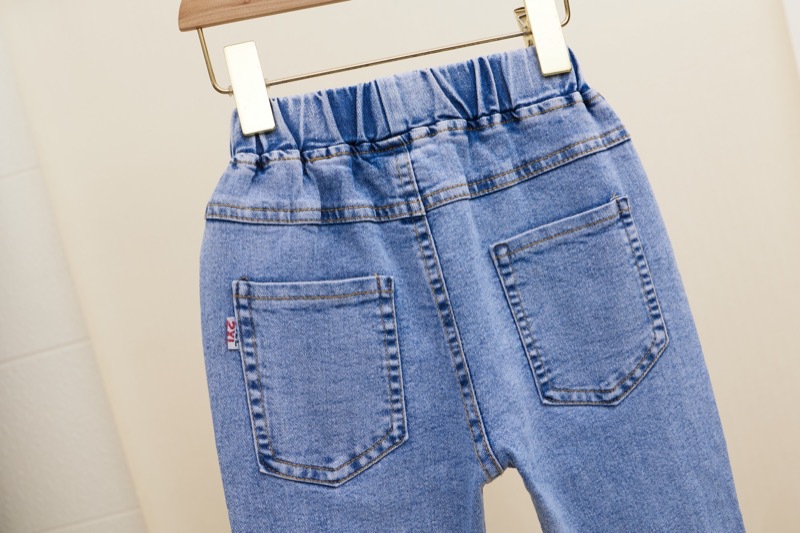 Jeans pour filles printemps et automne décontracté 3-12 ans pantalons évasés amples pour enfants dentelle perle pantalons en Denim pour filles