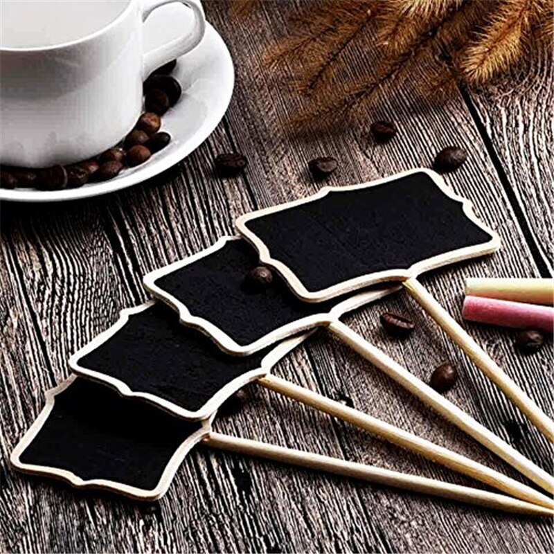 10 Pcs Kleine Blackboard Mini Houten Message Board Teken Krijtborden Insert Label Prijskaartje Bloem Tuinieren Bruiloft Ornament