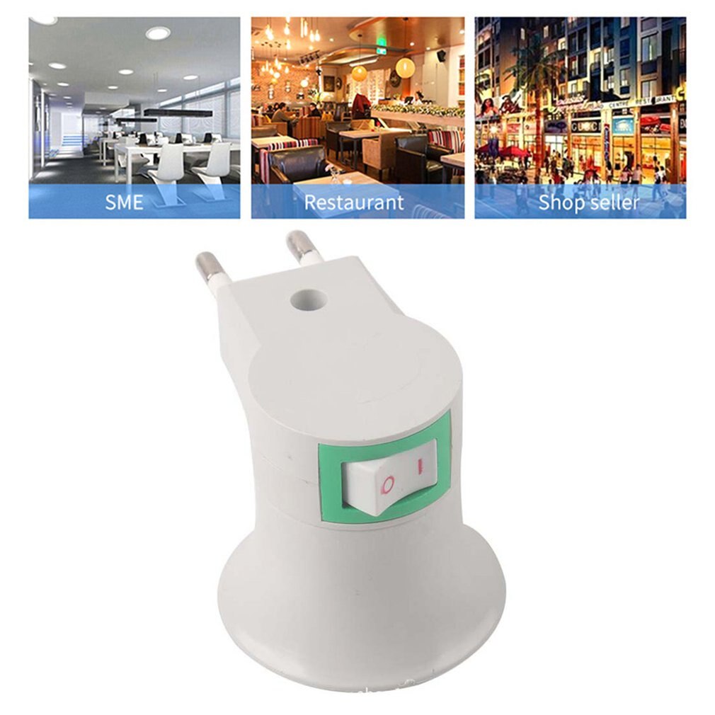 Eu Plug Naar E27 Muur Plug Schroef Base E27 Wandlamp Socket Met Schakelaar Ronde Plug Lampvoet Hoge Temperatuur weerstand