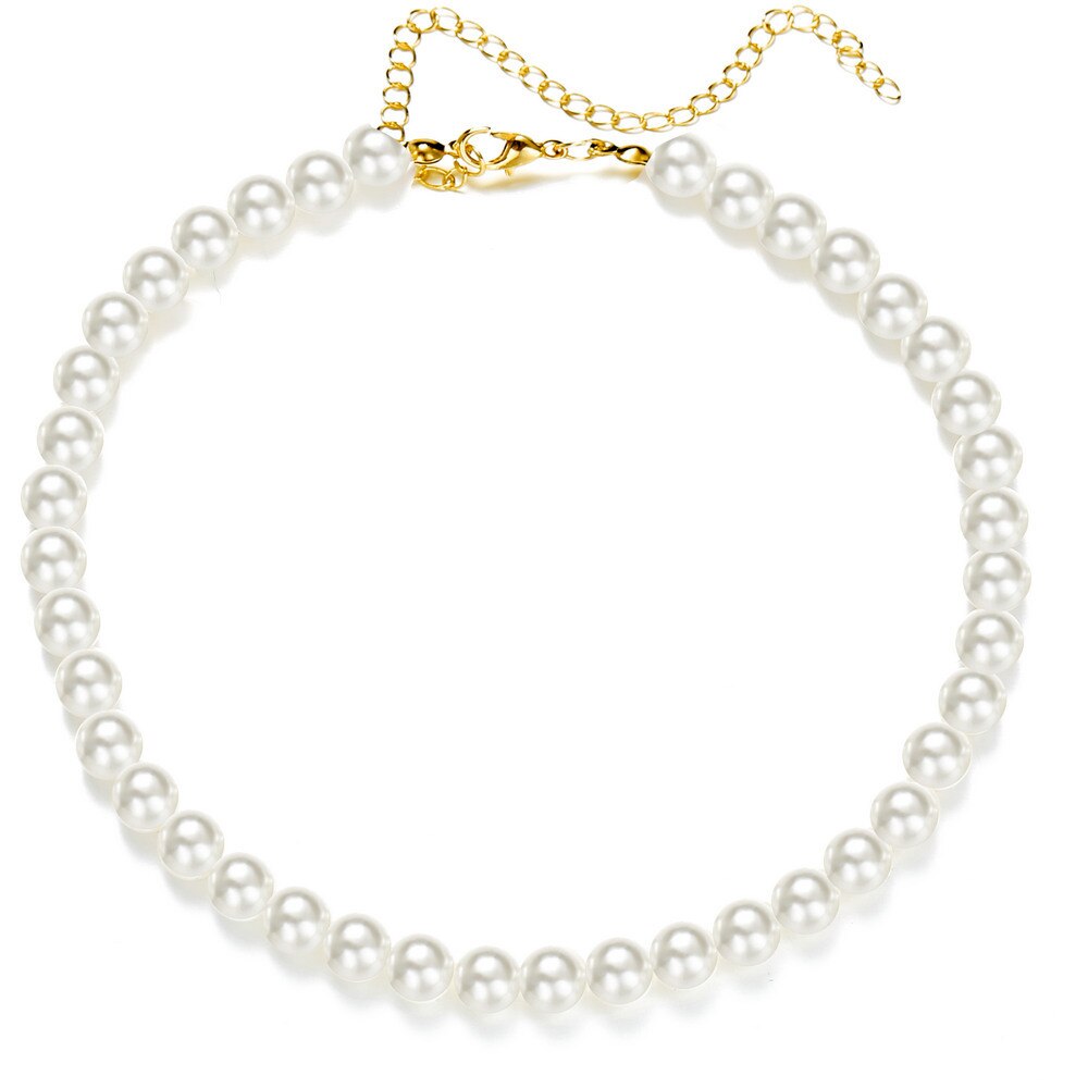 DIEZI Vintage Simple Imitation Pearl Short Collar Necklace Statement Choker Necklaces For Women Jewelry