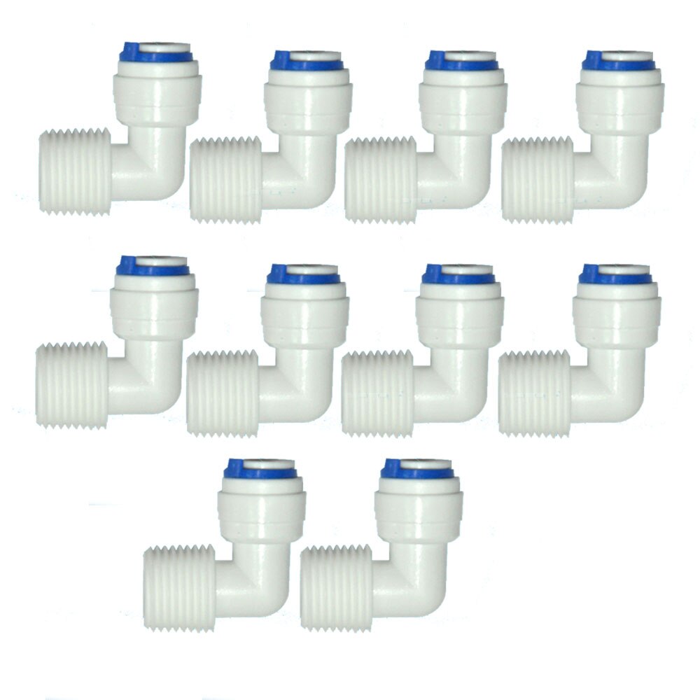 10 PCS 1/2" external thread to 3/8" elbow connector RO Water Fitting Tune Quick Connect Reverse Osmosis White fast connection