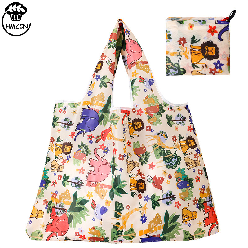Foldable Shopping Bag Waterproof Travel Portable Storage Bag Beach Bag Supermarket Grocery Folding Pouch Shopping Bag