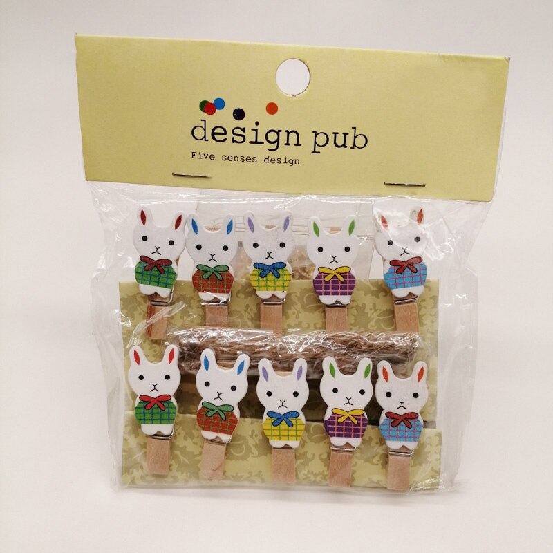 10pcs/bags Clothes Clip Wooden Clips 35mm Decoration Craft Natural Pegs Mini Clothespin Wooden Clip for Clothes Hair Accessories: rabbit