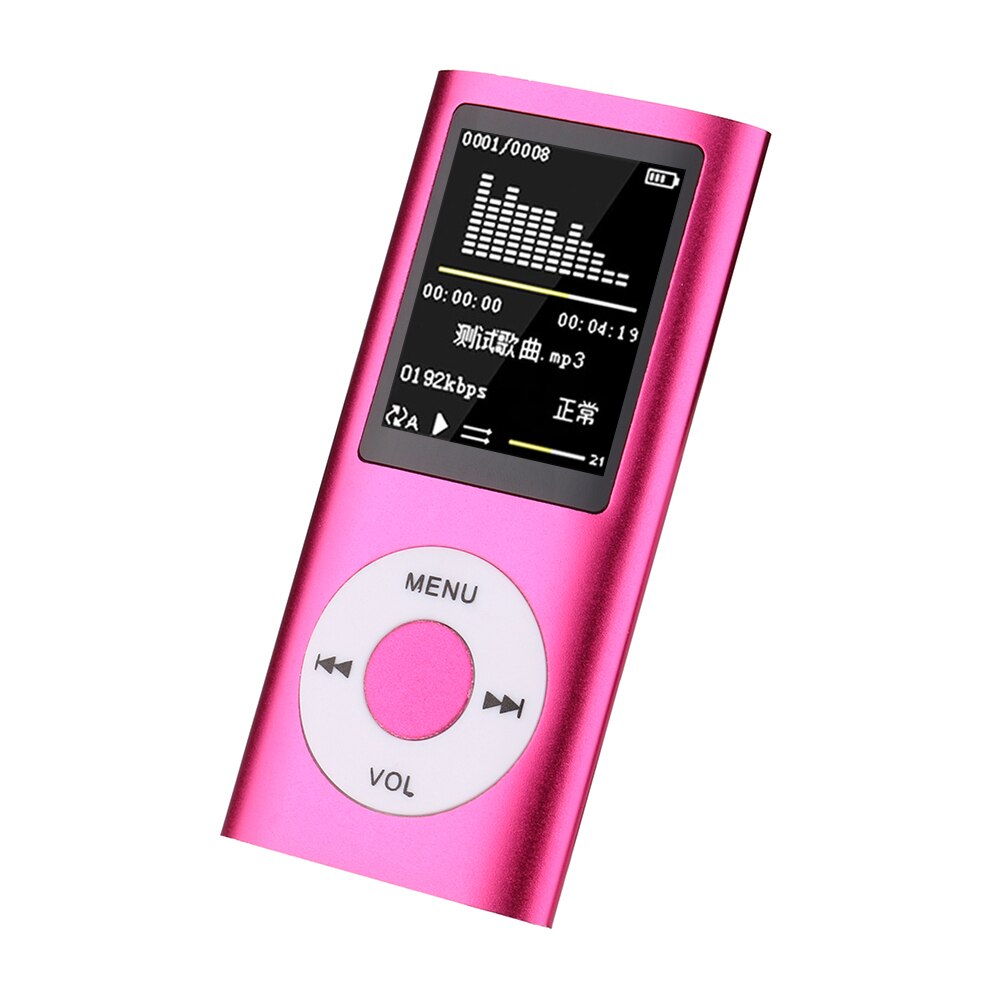 ICEICE 1,8 pulgadas mp3 player 16GB 32GB reproductor de música con radio fm y reproductor de vídeo reproductor de libro electrónico MP3 con tarjeta Micro SD hifi MP 3 mp-3: Pink / 32 GB