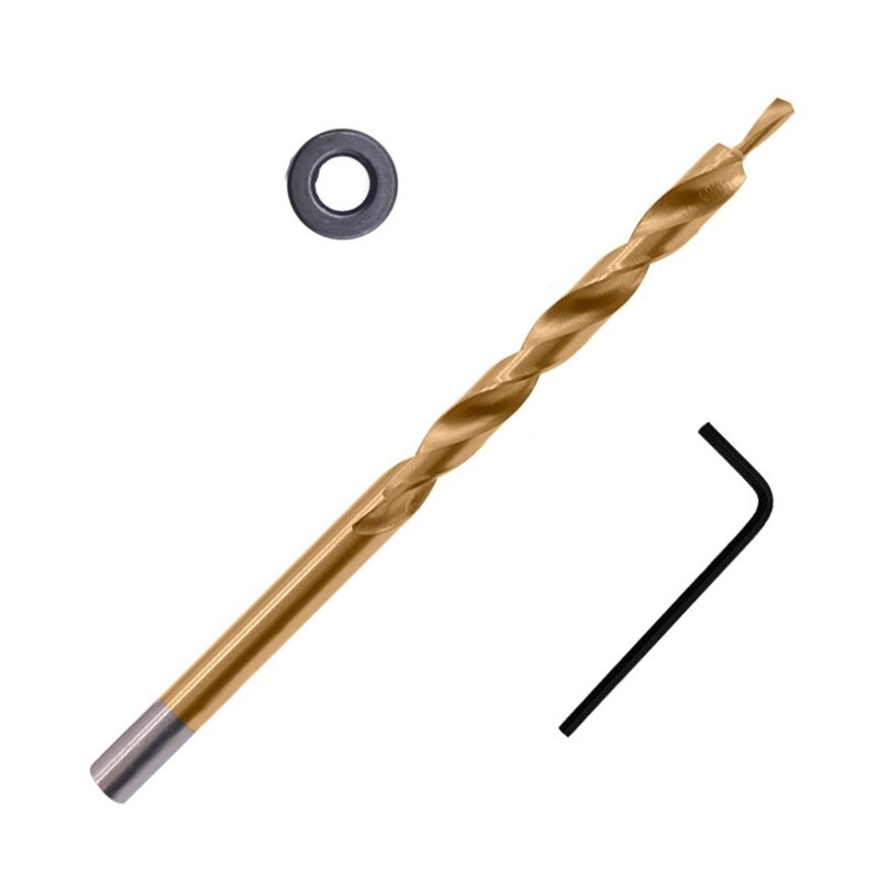 Woodworking Drill Bit Set Angled Hole Locator Fixture Kit 9.5mm Woodworking Inclined Hole Positioning for Joinery Work: 9mm / golden