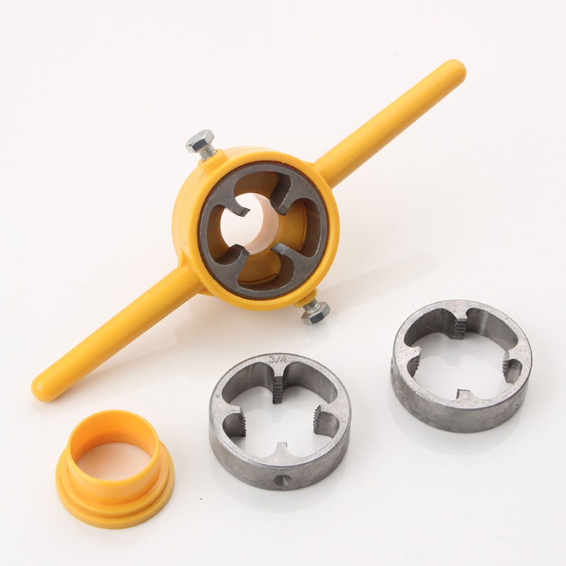 Compact Pipe Threading Tool PVC Thread Maker NPT Round Die Set Pipe Threader Plumbing Manual Hand Tool with 3 Dies