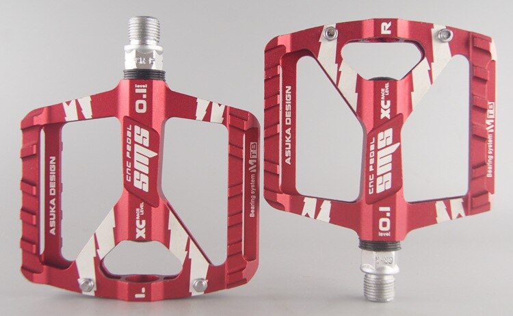 Sms cykelpedaler aluminiumslegering gevind forseglede lejer mtb pedal landevejscykling ridecykelpedaler: Rød