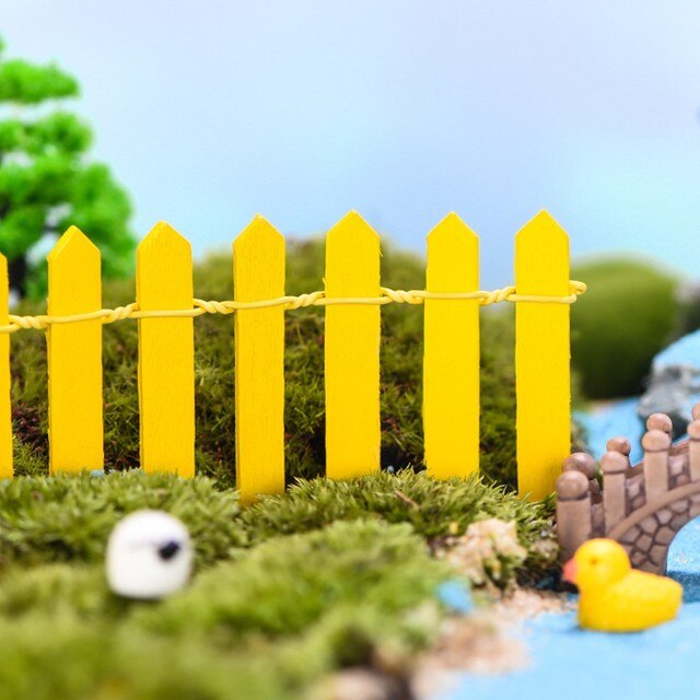 Mini Fence Barrier Fairy Garden Kit DIY Wood Fence Plant Potted Landscape Decor Miniature Terrarium Wooden Craft Fence