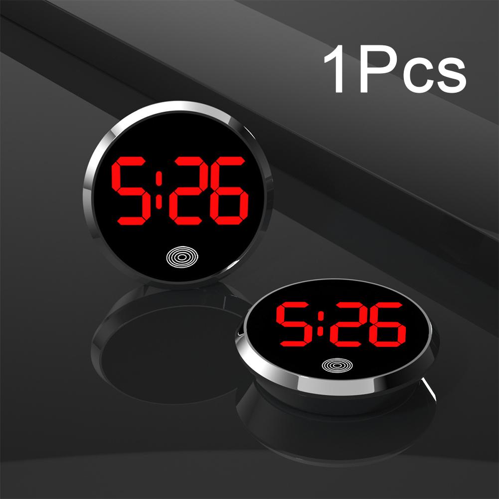 LED Car Clock Luminous Automobiles Internal Stick-On Mini Digital Clocks Auto Ornament Car Accessories: black
