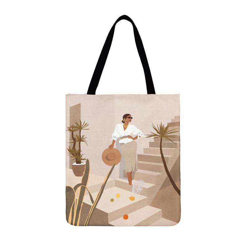 Sacchetto di modo Havana di Arte Della Ragazza del Sacchetto di Stampa Sacchetto di Acquisto Pieghevole Sacchetto di Spalla Delle Signore Per Le Donne Casual Tote Borsa Da Spiaggia All'aperto borse: 5 / 35x40cm