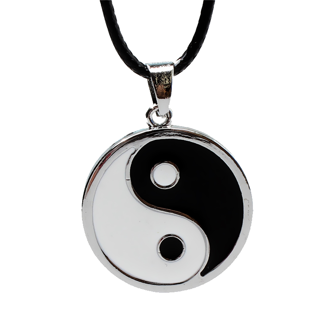 Wit Zwart Emaille Roestvrij Staal Yin Yang Hanger Ketting Met Gratis Ketting