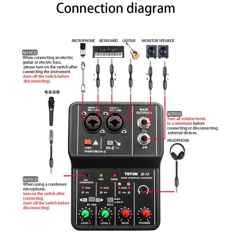 Live Sound Card Home Party Sound Mixer Noise Reduction Voice Changer Stereo Sound Card for Recording Studio Personal