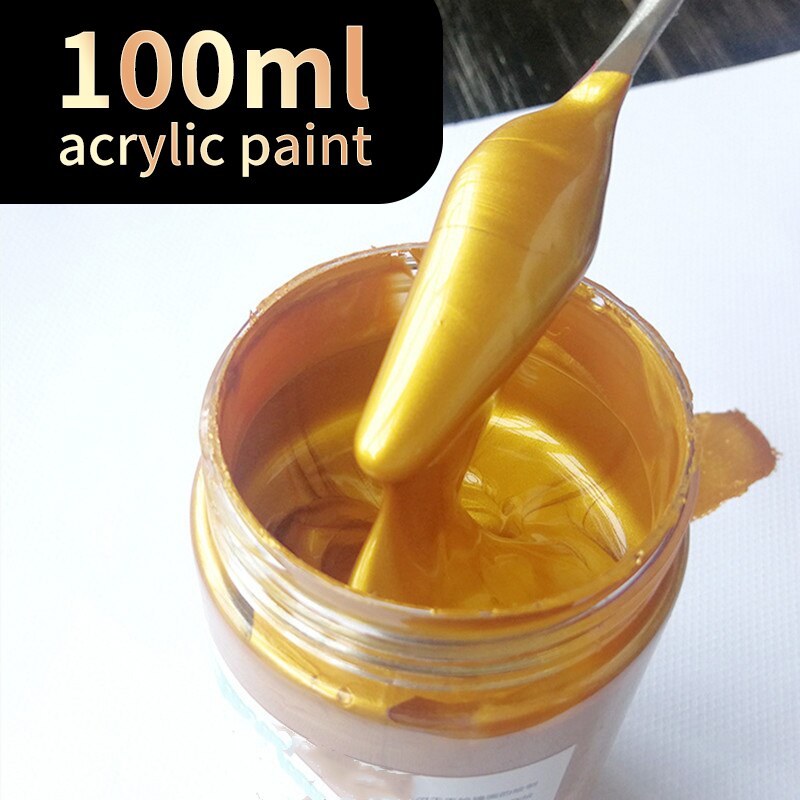 100ml Gold Paint Metallic Acrylic Paint,waterproof Not Faded for Statuary Coloring DIY Hand Clothes Painted Graffiti Pigments
