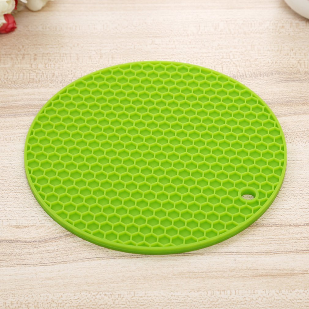 Multi-use Round Silicone Non-slip Heat Resistant Mat Hang Tableware Coaster Cushion Placemat Pot Holder: D