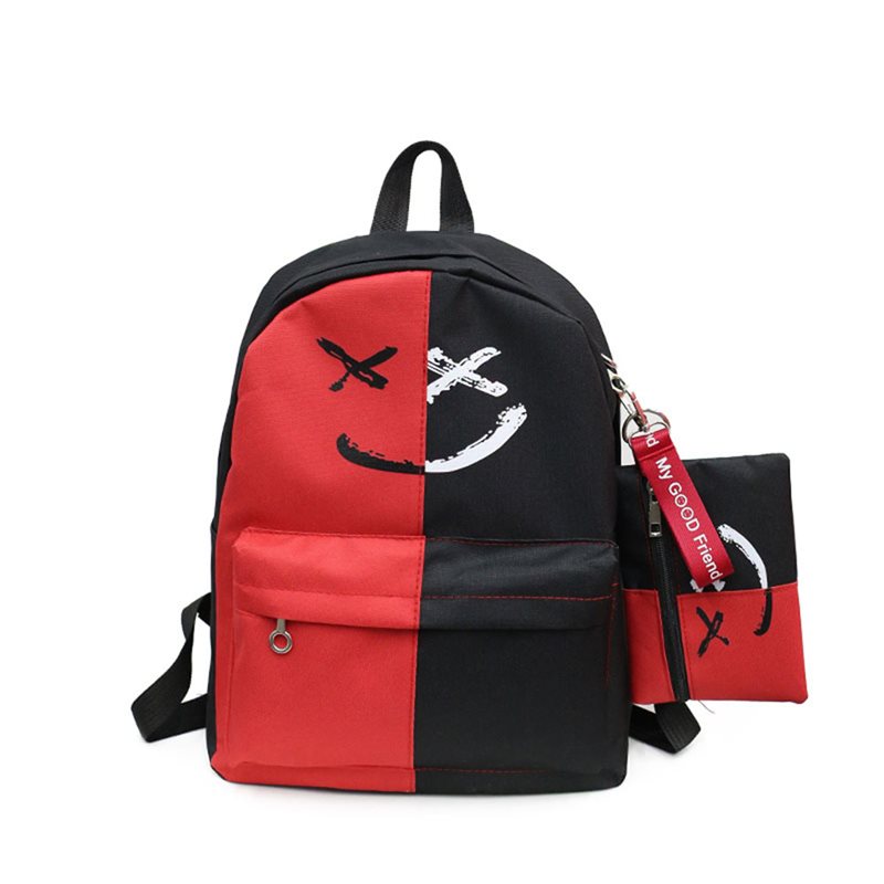 nouvelle impression décontracté toile sac à dos de unisexe Harajuku filles voyage école épaule noir rouge sac: Rouge
