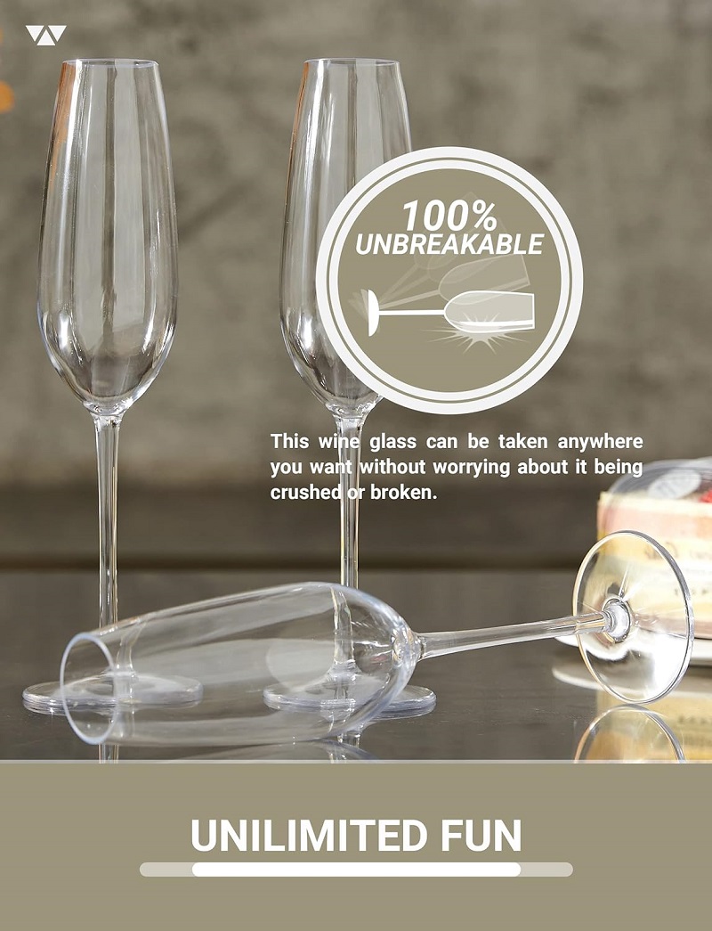 MICHLEY-Juego de copas de champán irrompibles, copa de vino espumoso de plástico Tritan para boda, , Picnic, Barware, 2/4 Uds.