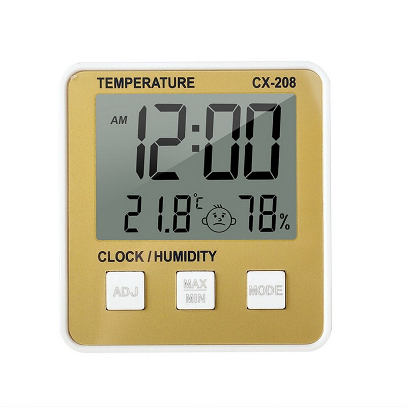 Digitale thermometer, hygrometer voor binnen en buiten met lcd-scherm, temperatuur-vochtigheidsmeter, 1 stuk: Cx -208 goud