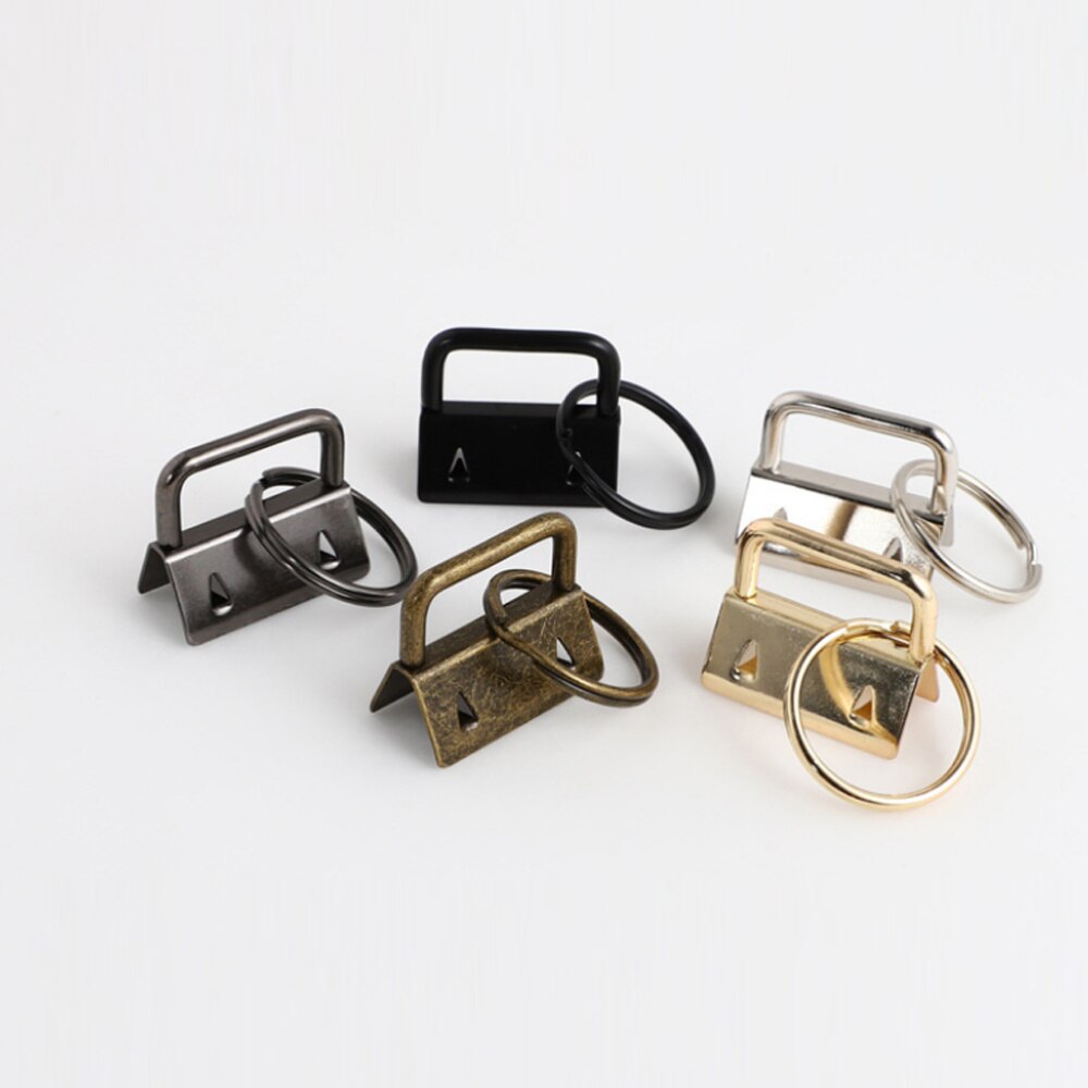 25Pcs DIY Fabric Hardware Key Chain Fob Wristlet Hardware with Key Ring for Lanyard Luggage Strap Accessories(25mm, Silver)