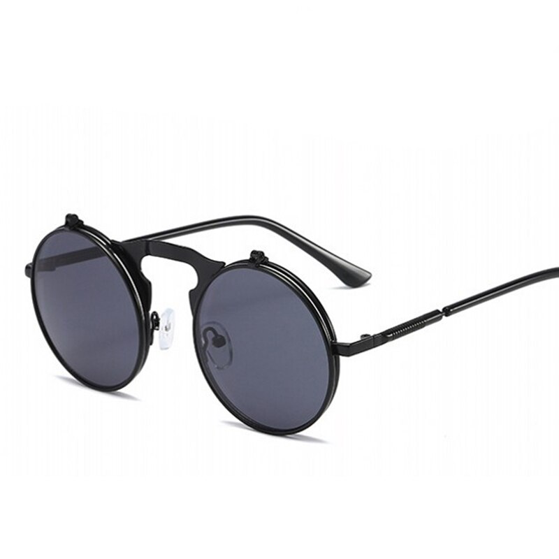 Steampunk Flip Sunglasses UV400 Vintage Round Frame Metal Eyewear Gothic Steam Punk Style Men Wmoen Sun Glasses: 01