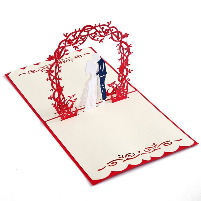 Rose Pop-up Card-3D - Greeting Card, Romantic Red Flower Handmade Card, Wife's Valentine's Day Pop-up Card, Wedding Anni