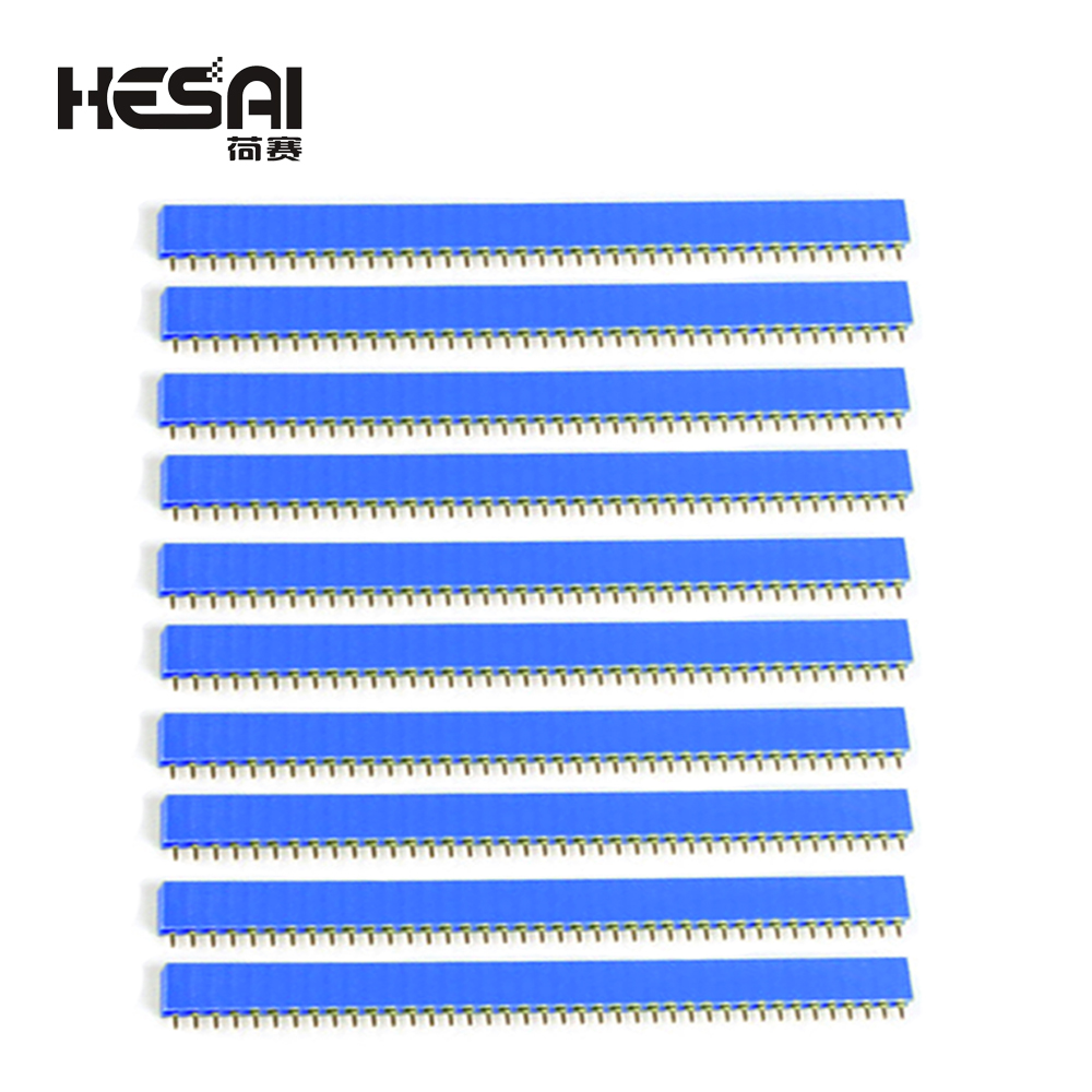 10 Uds 2,54mm de una sola fila hembra PCB placa Pin Header conector tira Pinheader 1x40 pin enchufe colorido: Azul