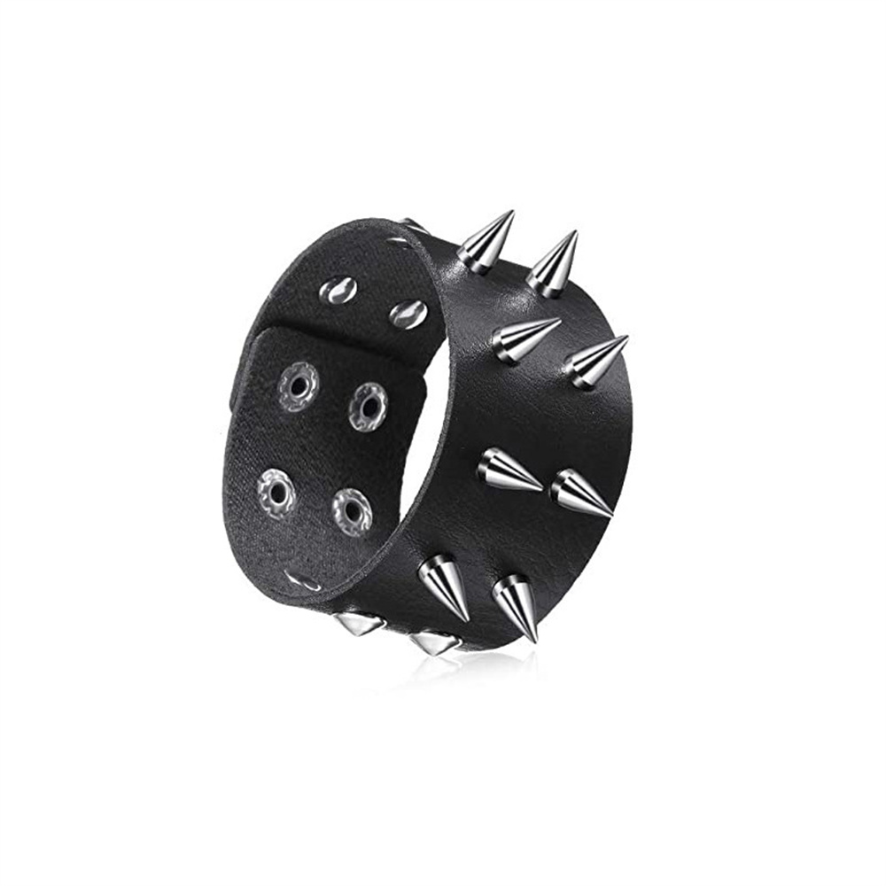 Punk Rock Studded Bracelet Set Spiked Leather Cuff Bracelet for Men Women 80s Wristband Emo Bracelet Adjustable
