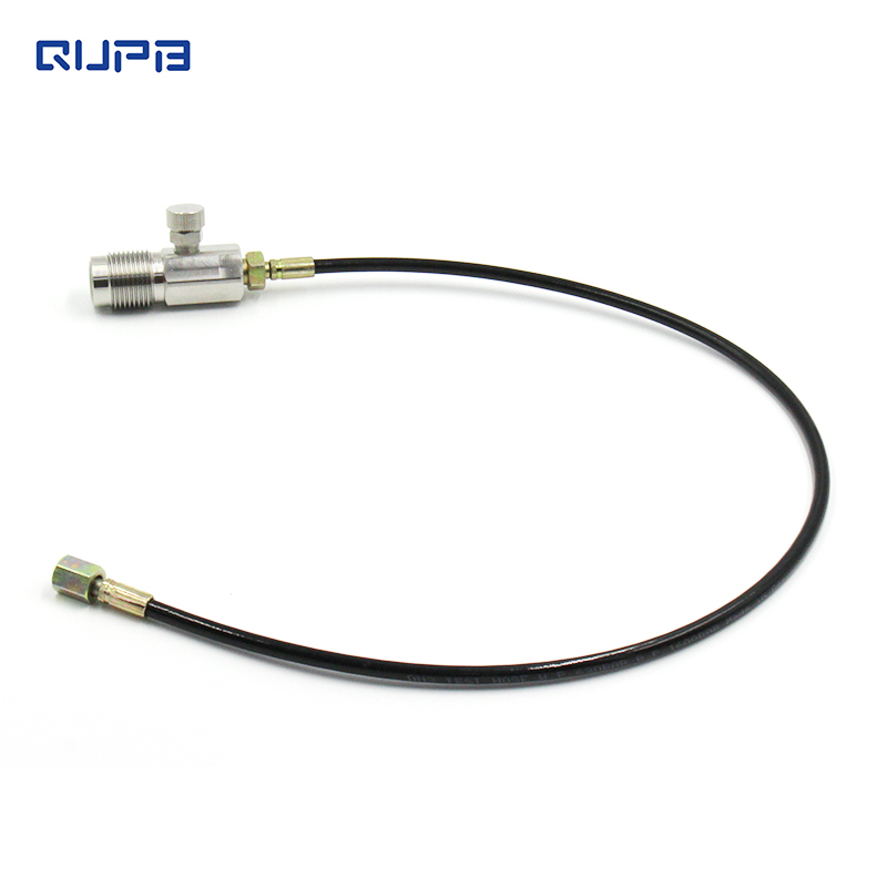 QUPB DIN Air Filling Adaptor With Screw Bleeder Stainless Steel W/60CM Nylon Hose DIH004