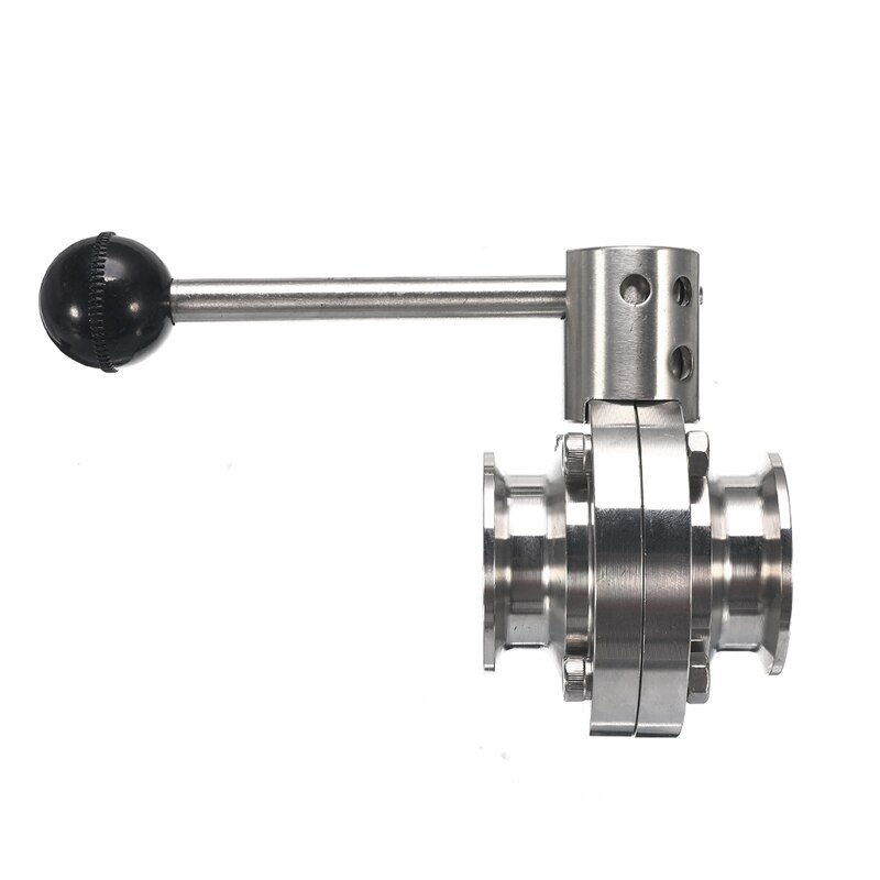 1-1/2 Inch 38Mm SS304 Sanitary Grade Stainless Steel 1.5 Inch Three-Clip Butterfly Valve Welding Butterfly Valv