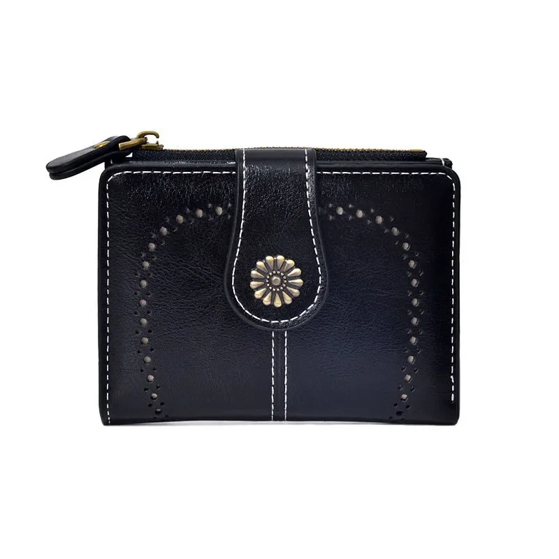 RFID Anti-Theft Retro Wallet for Women, Multi-Card Zipper, Zipper Buckle, Coin Wallet, Multi-functional Short Wallet