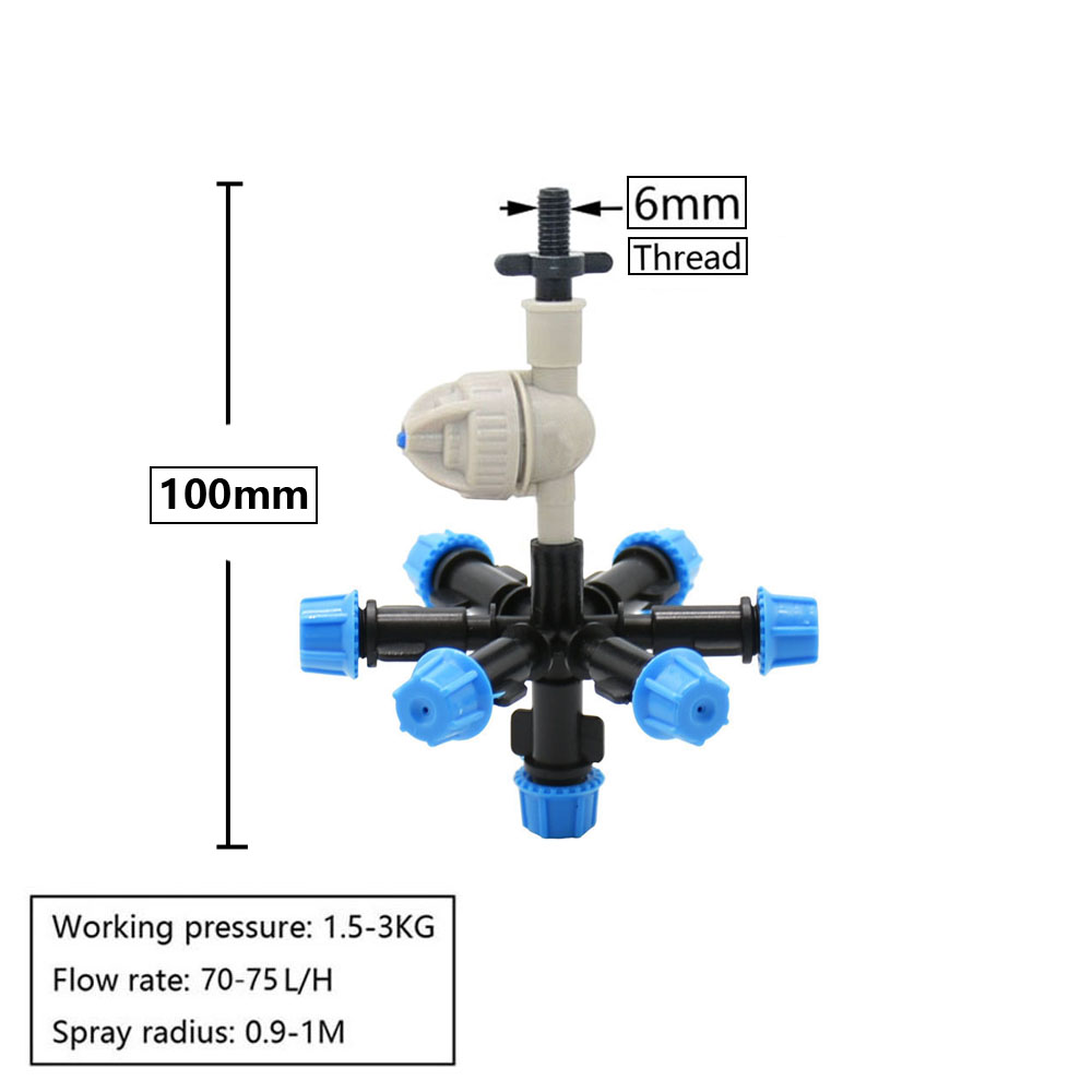 1/2" Mist Sprinkler 1/4/5/7-way Fog Sprinkler Nozzle Adjustable Misting Water Automatic Flower Watering Garden Atomizer: black